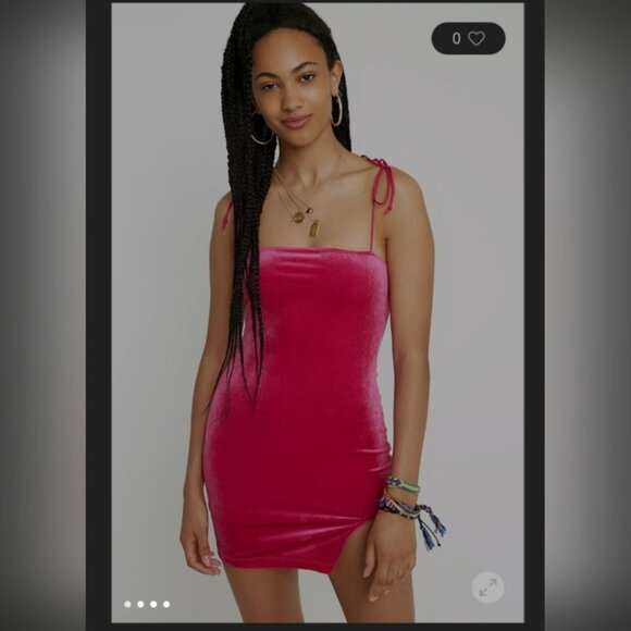 Motel side slit hot pink velvet mini dress NWOT - M - Picture 7 of 7